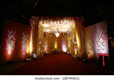 Indian Wedding Banquet Setup Wedding Day Stock Photo 1287996511