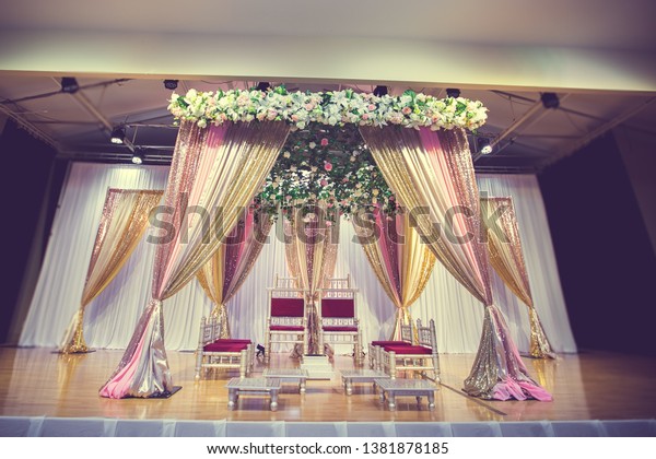 Indian Wedding Ceremony Decorations Mandap Stock Photo Edit Now