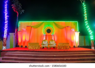 Indian Wedding Ceremony Stage Decoration Lighting Stock Photo ...