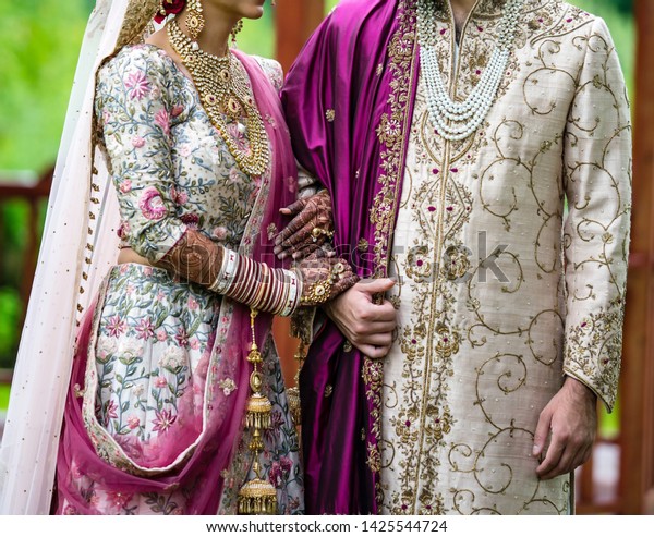 Indian Wedding Couple Holding Hands Showing Stock Photo Edit Now