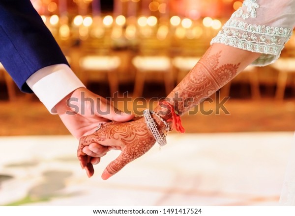 Indian Wedding Couple Holding Hands Stock Photo Edit Now