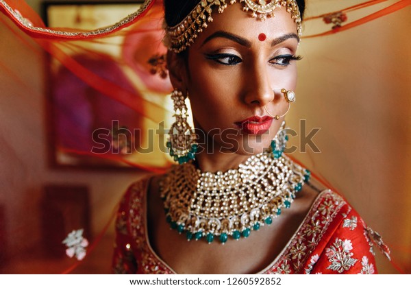 Indian Wedding Morning Preparetions Portrait Attractive Stock