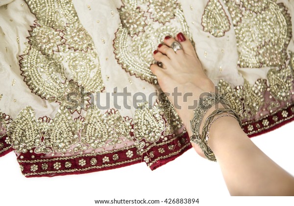 Indian Wedding Preparation Luxury Oriental Fashion Stock Photo