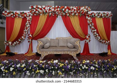 Indian Wedding Stage Decoration With Flower Arrangements