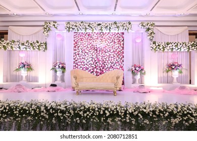 Indian Wedding Stage Decorations With Red White And Green Flowers