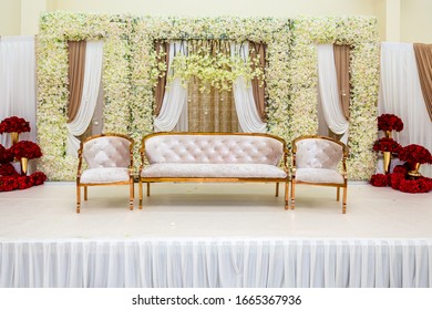 Indian Wedding Stage Set Up With Flowers