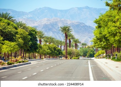 Indian Wells Street. Famous Indian Wells City In Southern California, USA.