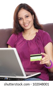 Indian Woman Shopping Online From Home