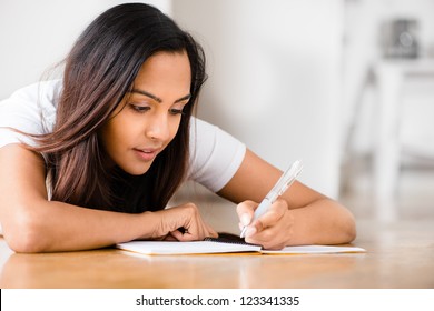 Indian Woman Student Education Writing Studying