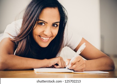 Indian Woman Student Education Writing Studying