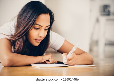 Indian Woman Student Education Writing Studying