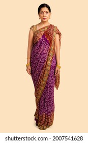 Indian Woman In A Traditional Saree Mockup