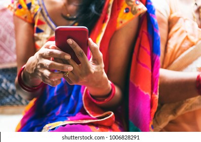 Indian Woman Using Mobile Phone