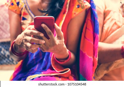 Indian Woman Using Mobile Phone