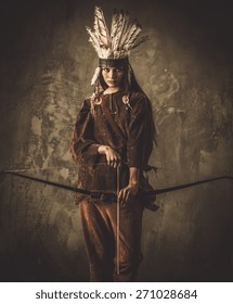 Indian woman warrior with bow 
