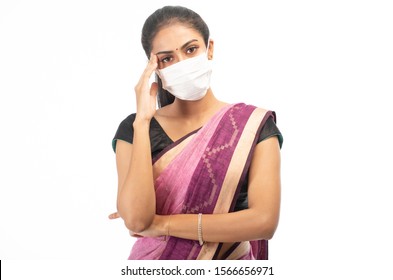 Indian Woman Wearing Pollution Protection Mask