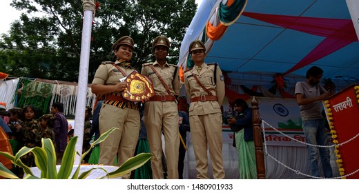 Indian Women Police Commander Achieved First Position In Parade March And Awarded At Stage District Katni Madhya Pradesh In India Shot Captured On Aug 2019