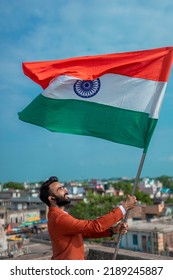 Indian Young Man Holding Tricolour Flag Stock Photo 2189245887 ...
