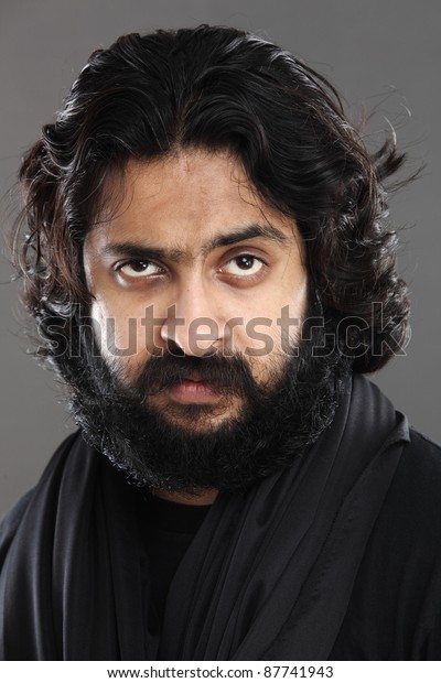 Indian Young Man Long Hair On Stockfoto Jetzt Bearbeiten