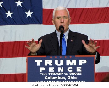 Indiana Governor And 2016 Republican Vice-Presidential Nominee Mike Pence Speaks At A Rally At The Columbus Convention Center In Columbus, Ohio On Monday, October 17, 2016