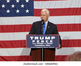 Indiana Governor and 2016 Republican Vice-Presidential nominee Mike Pence speaks at a rally at the Columbus Convention Center in Columbus, Ohio on Monday, October 17, 2016
