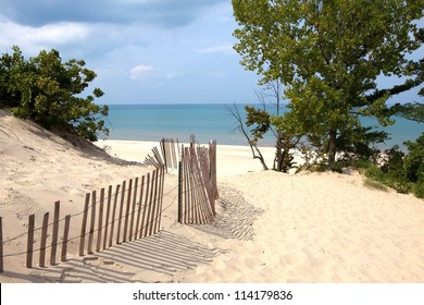Indiana Sand Dunes On Lake Michigan's Shoreline.