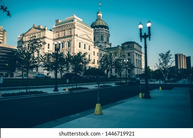 Indiana State House At Sunset