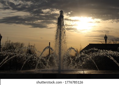 Indiana State University Campus Fountain Landmark. 