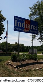 Indiana state welcome sign - Shutterstock ID 675788056