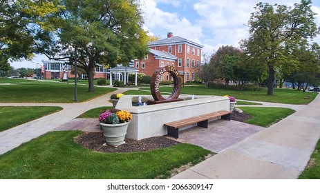 Indiana Tech Sculpture On Grounds Of College Campus In Fort Wayne, Indiana