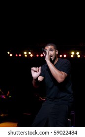 INDIANAPOLIS - AUGUST 13: Hip Hop/ Rap Artist Drake Performs On Stage At The Indiana State Fair On August 13, 2010 In Indianapolis, Indiana