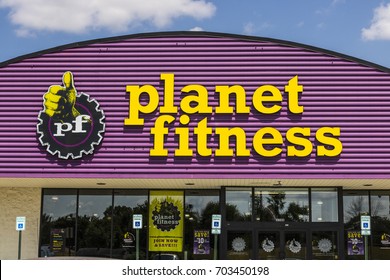 Indianapolis - Circa August 2017: Planet Fitness Local Gym And Workout Center. Planet Fitness Markets Itself As A Judgment Free Zone I