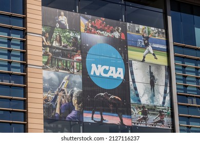 Indianapolis - Circa February 2022: NCAA National Headquarters. The National Collegiate Athletic Association regulates the sports and athletic programs of many universities.