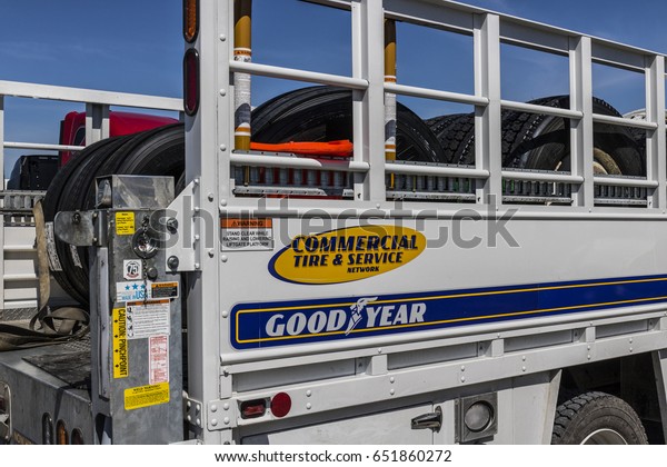 Indianapolis - Circa June 2017:\
Goodyear Commercial Tire and Service Vehicle. Goodyear provides\
tires and services for Big Rig Semi Tractor Trailer Trucks\
III