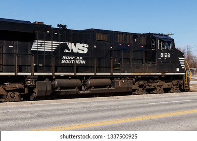 Indianapolis - Circa March 2019: Norfolk Southern Railway Engine Train. NS is a Class I railroad in the US and is listed as NSC III