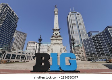 Indianapolis - Circa March 2022: Big Ten Conference Logo Also Stylized As The Big 10 Or B1G In Downtown For The NCAA Basketball Tournament.