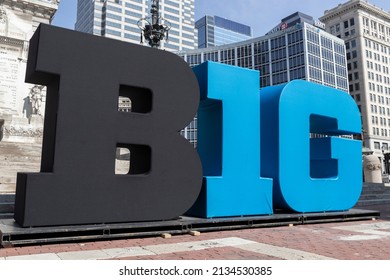 Indianapolis - Circa March 2022: Big Ten Conference Logo Also Stylized As The Big 10 Or B1G In Downtown For The NCAA Basketball Tournament.