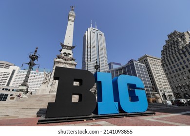 Indianapolis - Circa March 2022: Big Ten Conference Logo Also Stylized As The Big 10 Or B1G In Downtown For The NCAA Basketball Tournament.