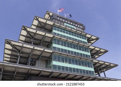 Indianapolis - Circa May 2021: IMS Pagoda at Indianapolis Motor Speedway. The Pagoda is one of the most recognizable structures at IMS and motorsports.