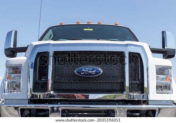 Indianapolis - Circa September 2021: Ford\
F-650 Medium Duty Truck display at a dealership. The Ford F650\
comes in gas or diesel Pro Loaders or Straight\
Frame.