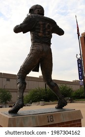 Indianapolis, Indiana May 22, 2021
Peyton Manning Statue In Front Of Lucas Oil Stadium.