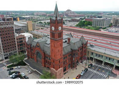 Indianapolis, Indiana May 22, 2021
Historic Clock Tower At Union Station In Downtown Indianapolis.