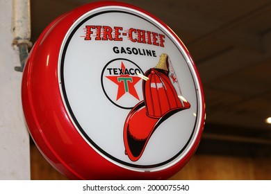 Indianapolis, Indiana May 22, 2021
TEXACO FIRE CHIEF  Porcelain Gasoline Sign.