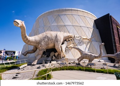Indianapolis, Indiana, USA August 1, 2019  Indianapolis Children’s museum with models of dinosaurs