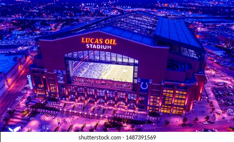 Indianapolis, Indiana / USA - August 24 2019: Lucas Oil Stadium Preseason Colts Football Game