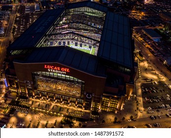 Indianapolis, Indiana / USA - August 24 2019: Lucas Oil Stadium Preseason Colts Football Game