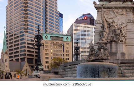 Indianapolis, Indiana, USA - October 19, 2021: The Indiana State Soldiers and Sailors Monument