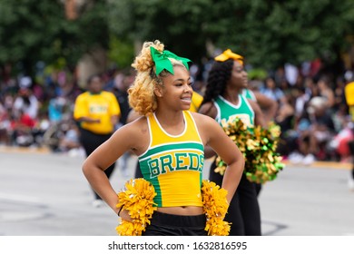 Indianapolis, Indiana, USA - September 28, 2019: The Circle City Classic Parade, Members Of The Thorobred Marching Band From The Kentucky State University, Performing At The Parade