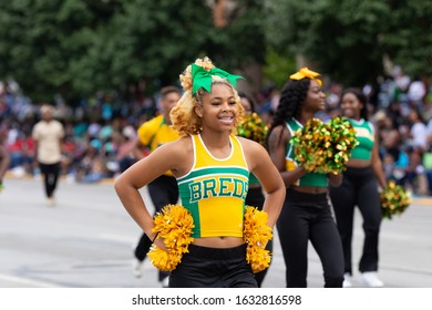 Indianapolis, Indiana, USA - September 28, 2019: The Circle City Classic Parade, Members Of The Thorobred Marching Band From The Kentucky State University, Performing At The Parade