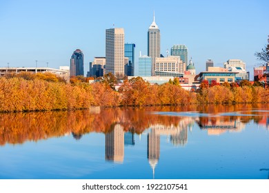 Indianapolis, Indiana, USA skyline on the White River in the afternoon.